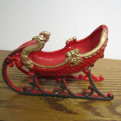 Antique Cast Iron Santa's Sleigh- 8" x 3 1/2" (Choice #2 of 2)