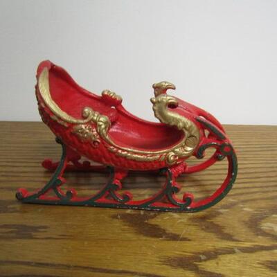 Antique Cast Iron Santa's Sleigh- 8" x 3 1/2" (Choice #2 of 2)