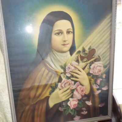 Large Mother Mary Lithograph .