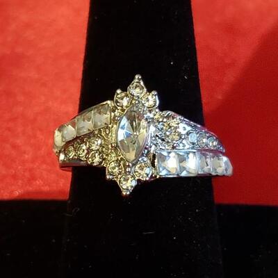 Sterling silver  white sapphire  18 k gold plate ring size 8