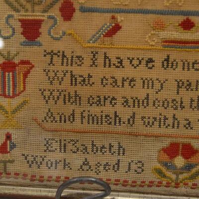 1855 Antique Sampler by  13 year old Elizabeth Matthews