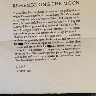 1 of 1,000 Remembering the Moon - autographed by Walter Cronkite