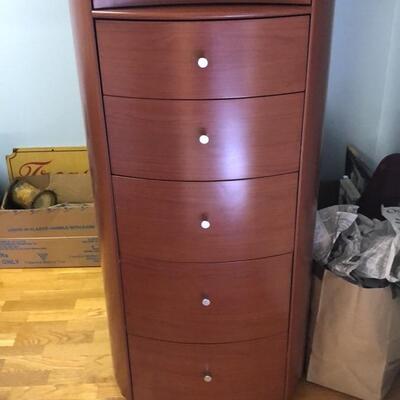 Modern circular chest of drawers and nightstand 