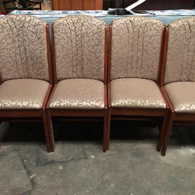 Four Vintage wood and upholstery chairs