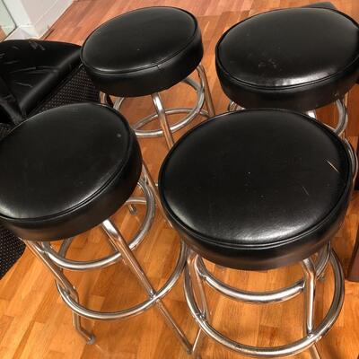 4 leather and metal barstools