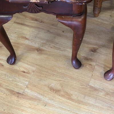 Two vintage solid wood end tables 