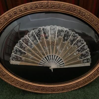 Vintage Exquisite Collectible Framed Japanese Fan 