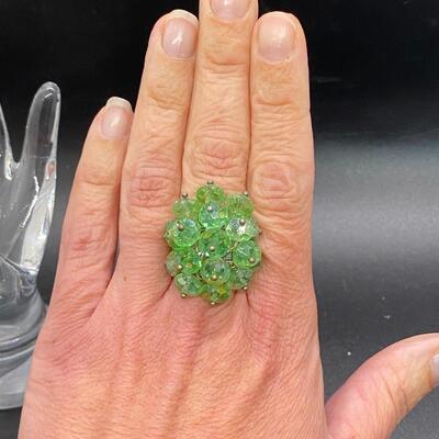 Vintage Crystal Bead Cluster Cocktail Rings