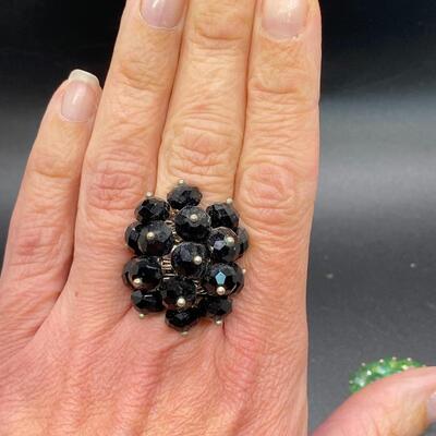 Vintage Crystal Bead Cluster Cocktail Rings