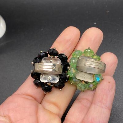 Vintage Crystal Bead Cluster Cocktail Rings