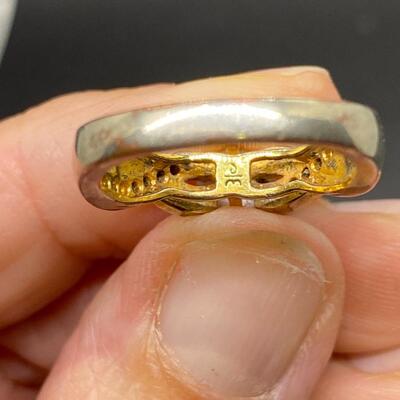 Goldtone Twisted Clear & Blue CZ Ring