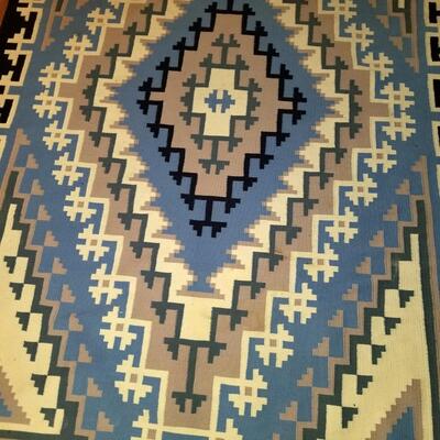 Large Navajo black, blue, ivory rug