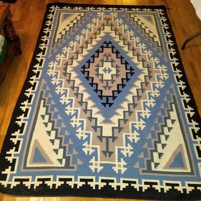 Large Navajo black, blue, ivory rug