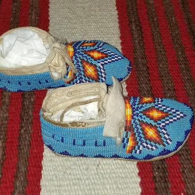 Beaded childrenâ€™s Indian Moccasins: