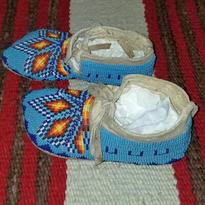 Beaded childrenâ€™s Indian Moccasins: