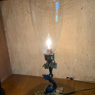 Gorgeous Antique Cast Iron and Brass Parlor Lamp