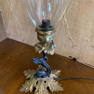Gorgeous Antique Cast Iron and Brass Parlor Lamp