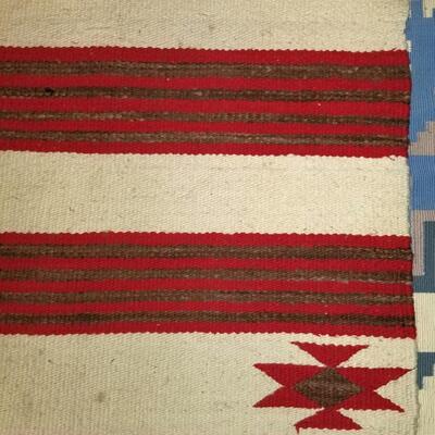 Native American Navajo ivory & red woven rug: