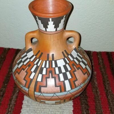 Native American Pot - Lucy McKelvey pottery vase - Signed