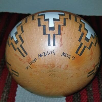 Native American Pot - Lucy McKelvey pottery vase - Signed