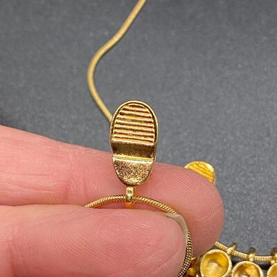 Goldtone Baby Shoe Birthstone Charm Necklace