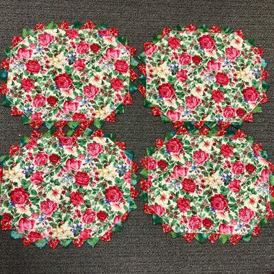Set of 4 Rose Floral Placemats