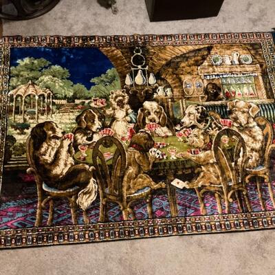 Large dogs playing poker wall tapestry 68”x 48”