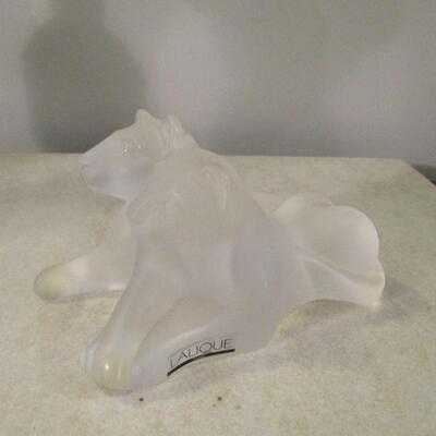 Vintage Lalique Frosted Glass Lion Couple Signed