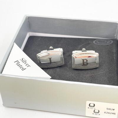 SILVER PLATED â€œJ Bâ€ MONOGRAMMED CUFF LINKS 