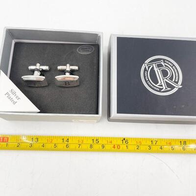 SILVER PLATED â€œJ Bâ€ MONOGRAMMED CUFF LINKS 