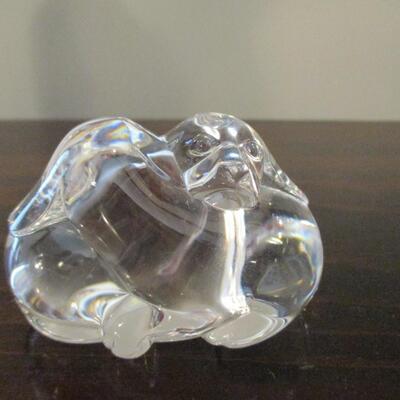 Steuben Crystal Puppy Love ~ Two Snuggling Puppies - Marked
