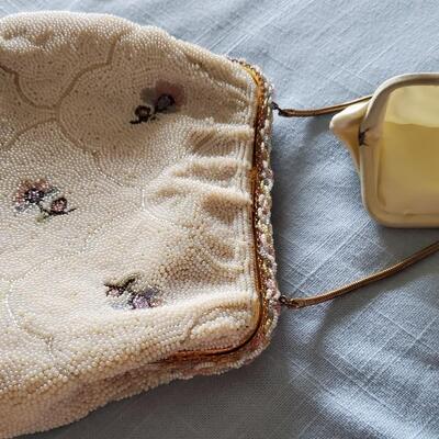 Exquisite Walborg Hand Beaded Micro Seed & Hand Embroidered Floral & Leaf Clutch 