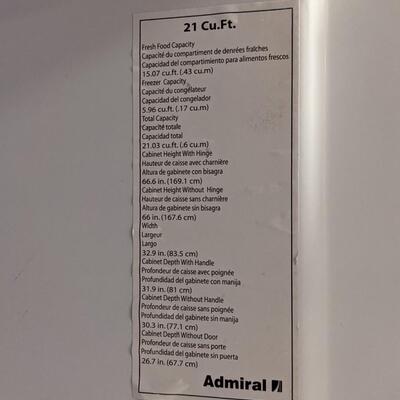 Admiral 21 Cu Ft Refrigerator-Solid, clean, works great