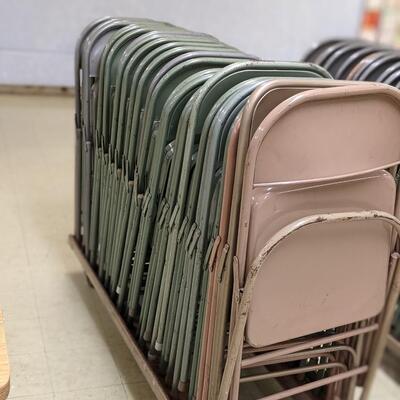 About 25 Metal Folding Chairs with cart