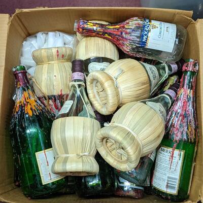 Box of Candle Dripped Wine Bottles