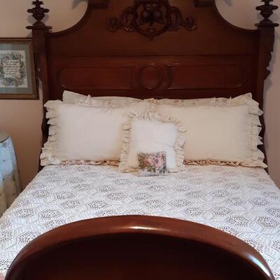 Lot 1 -Magnificently Carved Antique Wood Bed (Full Size) 