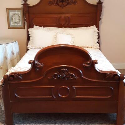 Lot 1 -Magnificently Carved Antique Wood Bed (Full Size) 