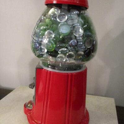 1985 Carousel Gum Ball Machine Filled With Glass Pebbles