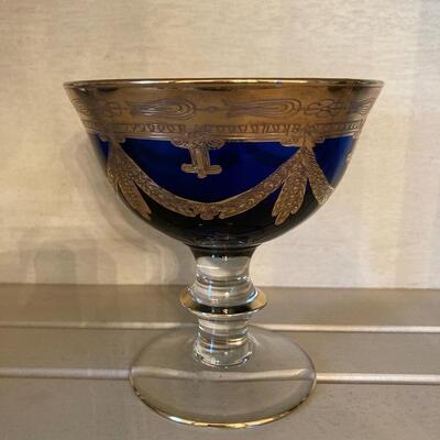 Cobalt Blue Goblet with Gold Overlay