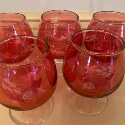 Cranberry Brandy/Cordial Glasses