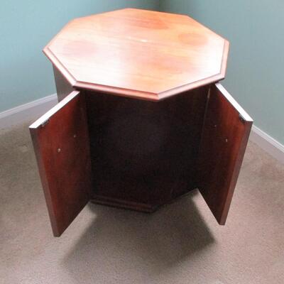 Octagon Shaped Side Table With Storage