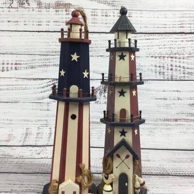 Patriotic Celebration Lighthouse Decoration Set of 2