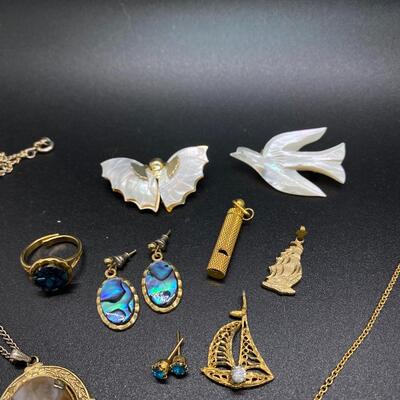 Mother of Pearl Natural Goldtone Jewelry Lot