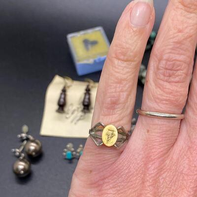 Silvertone & Stone Natural Jewelry Lot