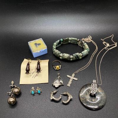 Silvertone & Stone Natural Jewelry Lot