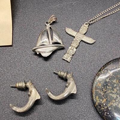 Silvertone & Stone Natural Jewelry Lot