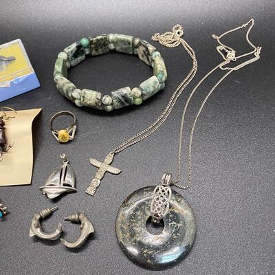 Silvertone & Stone Natural Jewelry Lot
