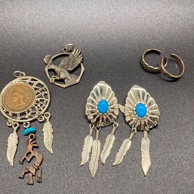 Southwestern Style Jewelry Lot Pendants Earrings Toe Rings