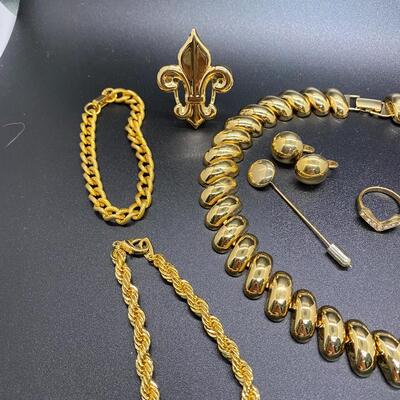 Retro 1980s Bright Goldtone Jewelry Lot
