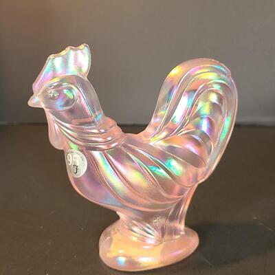 Lot 156: Fenton Champagne Satin Iridescent Rooster 